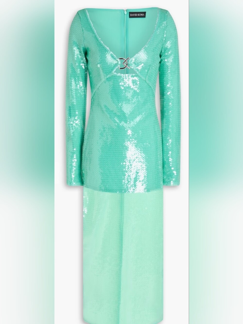 DAVID KOMA Sequined tulle midi dress XS US2